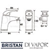 Bristan Java Cloakroom Basin Mixer Tap Clicker Waste Dimensions